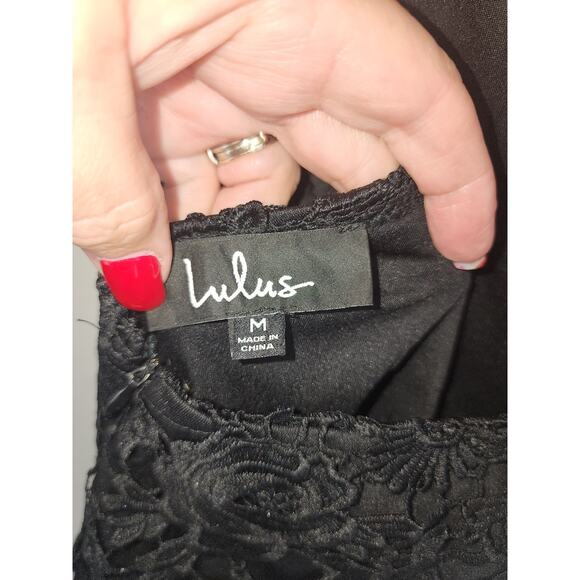 Lulu's Dress Women M Black Cocktail Lace/crochet witchcore romantic Goth Holiday - Picture 7 of 9